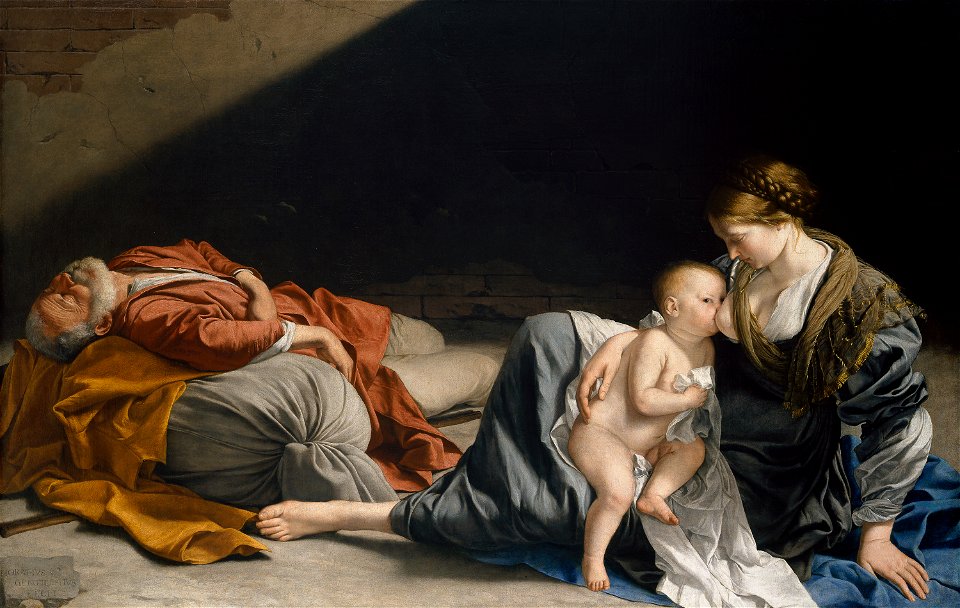 Orazio Lomi Gentileschi, , Kunsthistorisches Museum Wien, Gemäldegalerie - Ruhe auf der Flucht nach Ägypten - GG 180 - Kunsthistorisches Museum