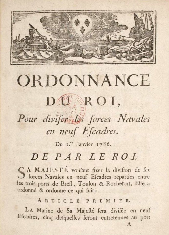 Ordonnance de Castries qui met en place neuf escadres en 1786