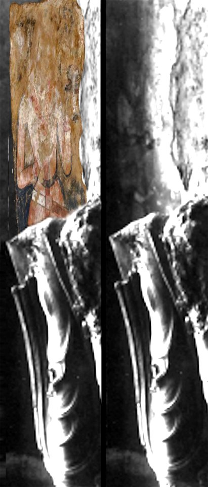 Painter mural in situ, Cave of the Statues