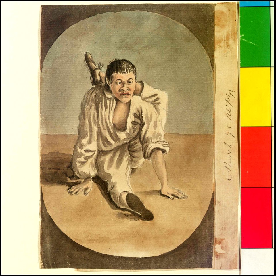 Oriental seaman with his left leg tucked behind his head (Bray album) RMG PT2019