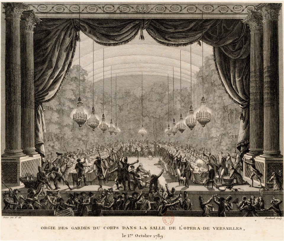 Orgie des Gardes du corps dans la salle de l'Opéra de Versailles - le 1er octobre 1789