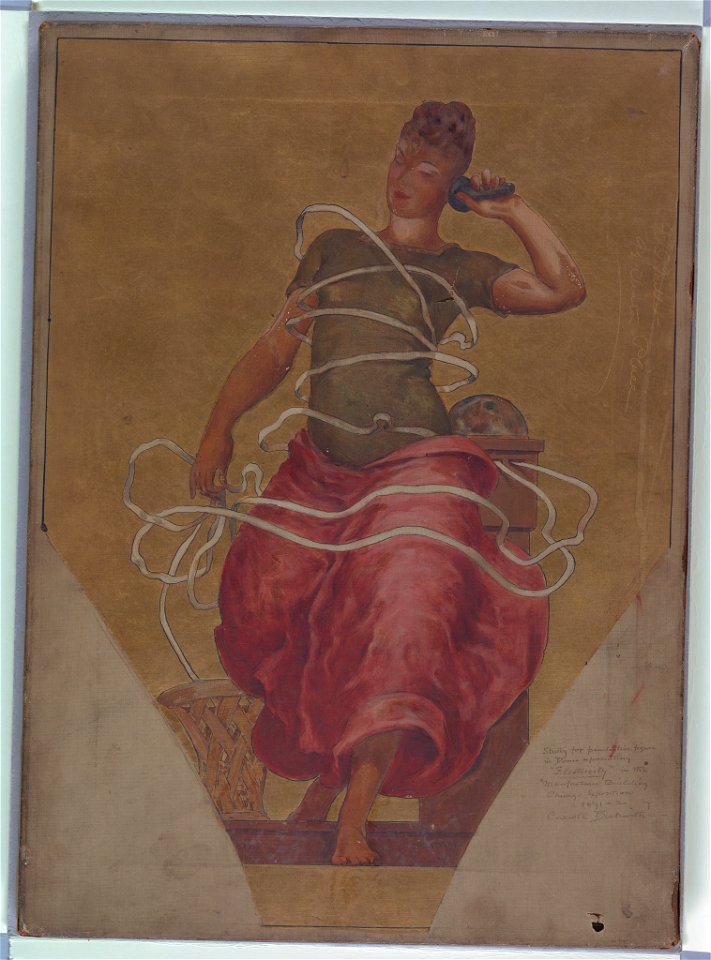 Painting, The Telephone and the Ticker; study for Manufactures Building, 1891–92 (CH 18185787)