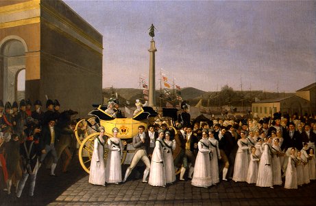 Painting, Arrival of the Duke and Duchess, Boccia. Free illustration for personal and commercial use.