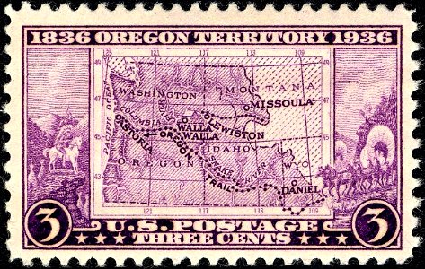 Oregon Territory 1936 U.S. stamp.1. Free illustration for personal and commercial use.
