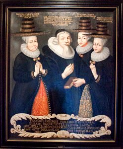 Painting of Gisli Thorláksson and his three wives