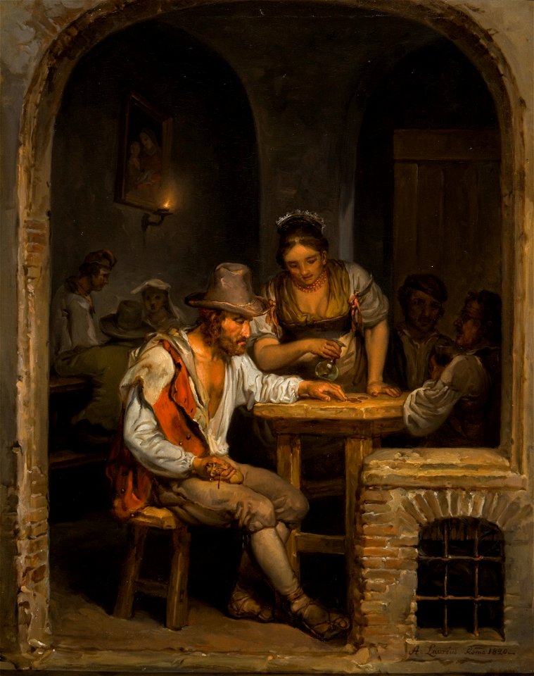 Painting by Alexander Laureus called Roman Osteria, 1820