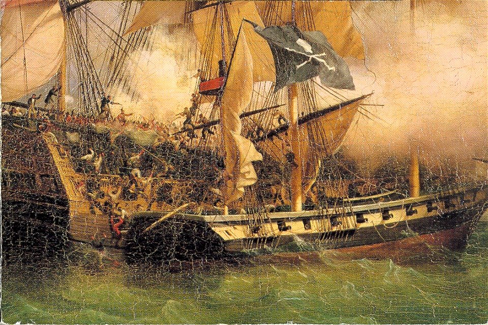 Painting of a pirate ship (after 1852), after Ambroise Louis Garneray