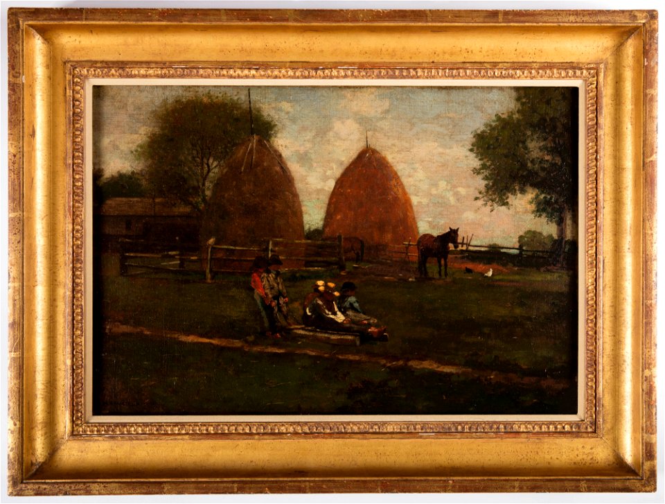 Painting, Haystacks and Children, 1874 (CH 18204469)