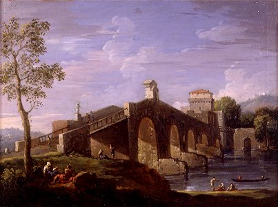 Paisaje con gran puente, de Jan Frans Van Bloemen (Museo de Bellas Artes de Valencia)