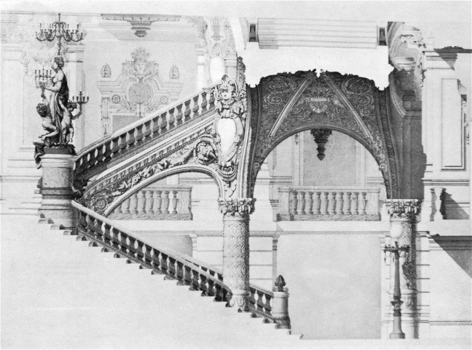 Palais Garnier elevation of the grand staircase - Steinhauser 1969 plate31