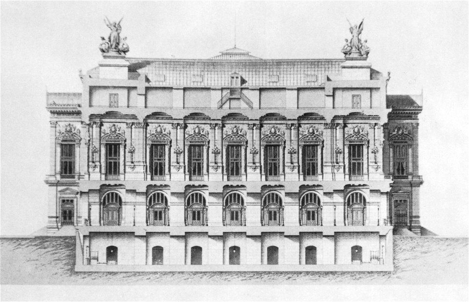 Palais Garnier transverse section at the portico and loggia - Steinhauser 1969 plate18