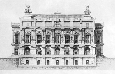 Palais Garnier transverse section at the portico and loggia - Steinhauser 1969 plate18