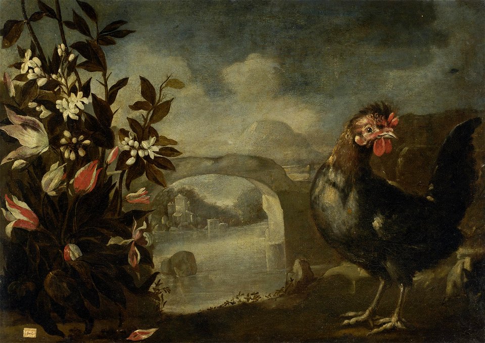 Paisaje con un gallo - Félix Lorente