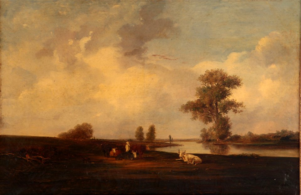 Paisaje con figura y vaca - Léon-Victor Dupré