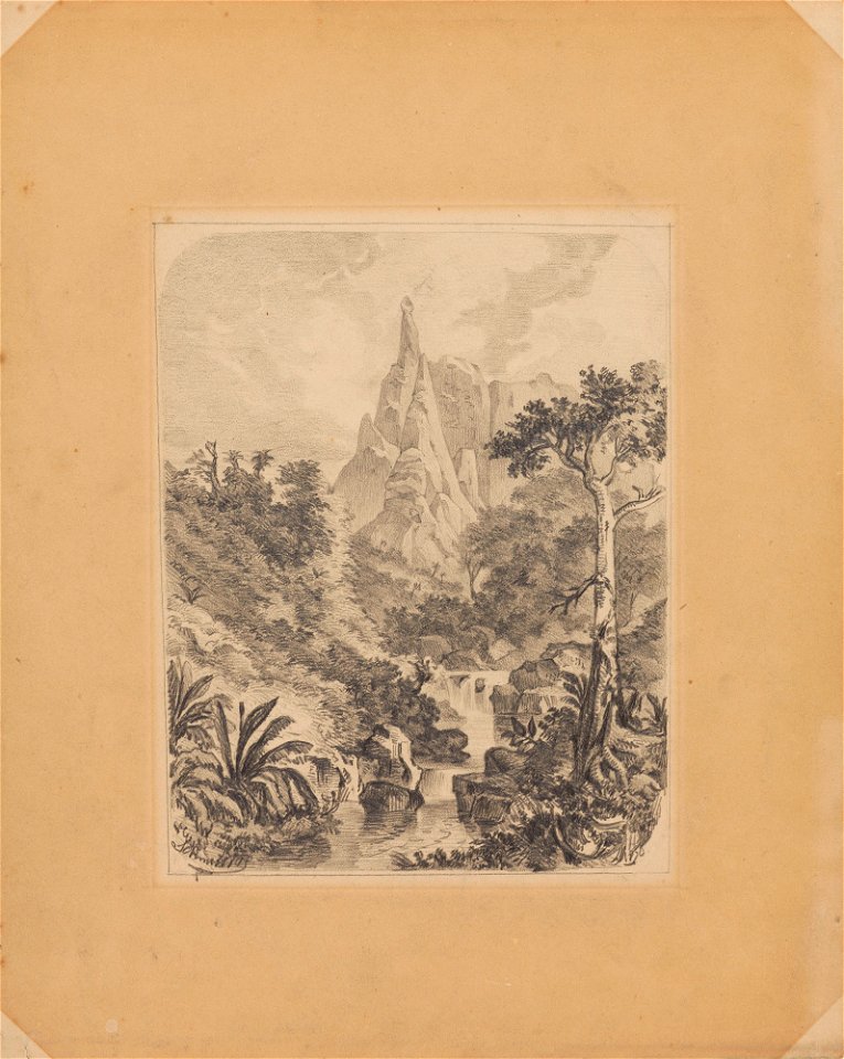 Paisagem com cascata em Teresópolis (atribuído), da Coleção Brasiliana Iconográfica