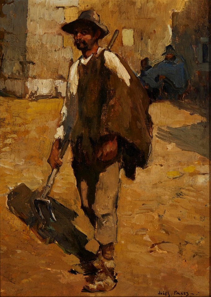 French Peasant by Jules Pagès, oil on panel