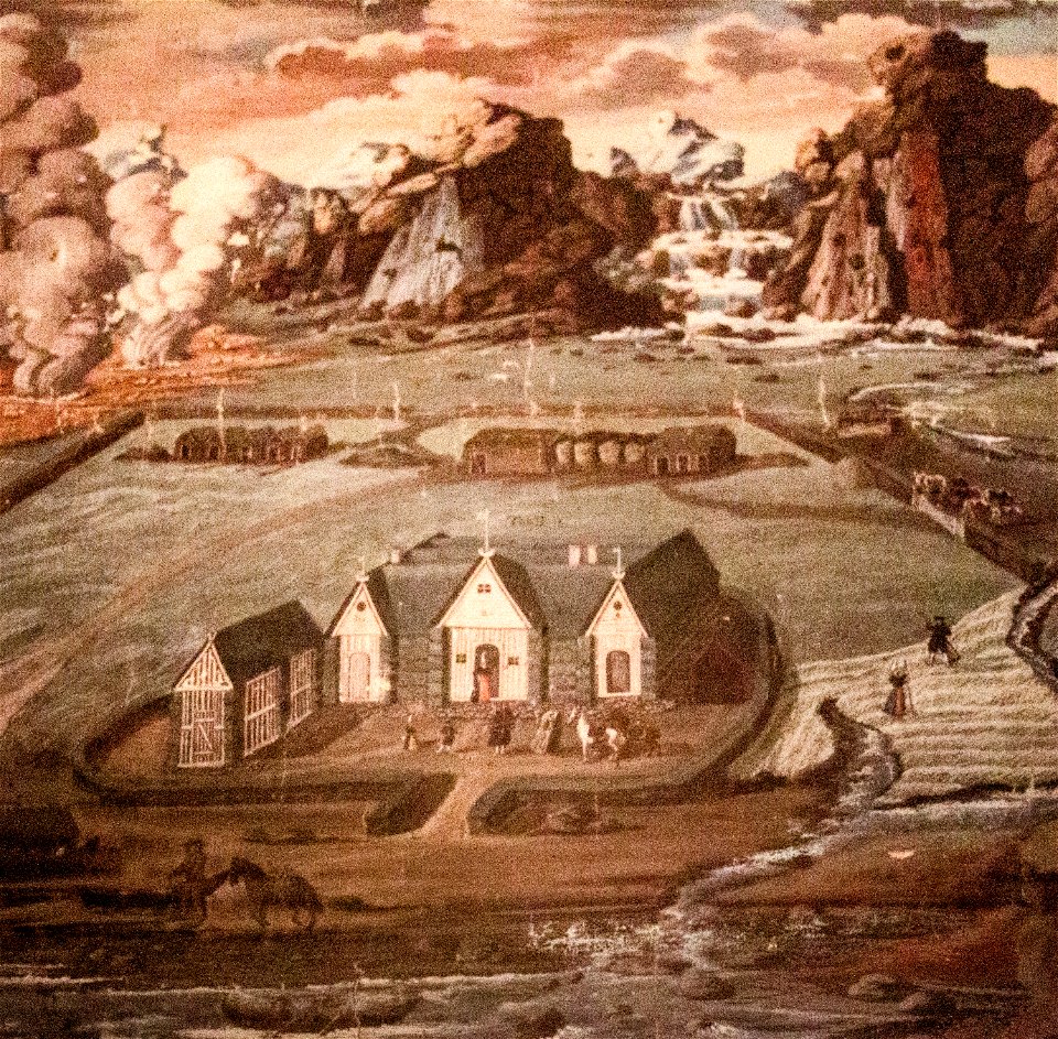 Painting of a foreign traveller in Iceland (detail)