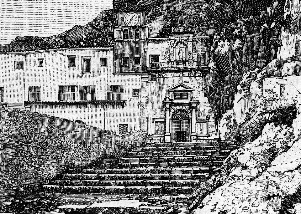 Palermo – Prospetto della grotta di Santa Rosalia (xilografia)