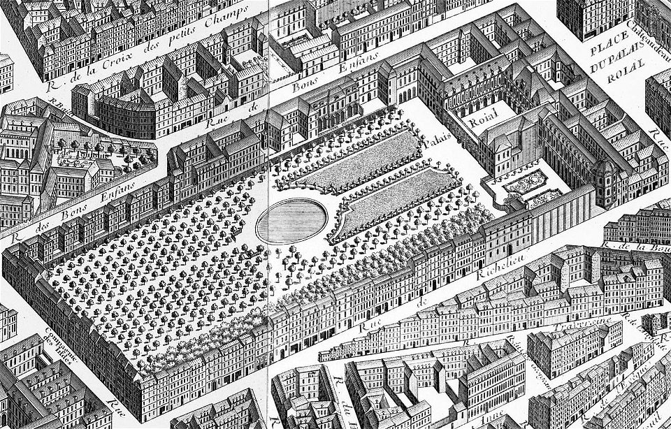 Palais-Royal on the map of Turgot 1739 - Kyoto U