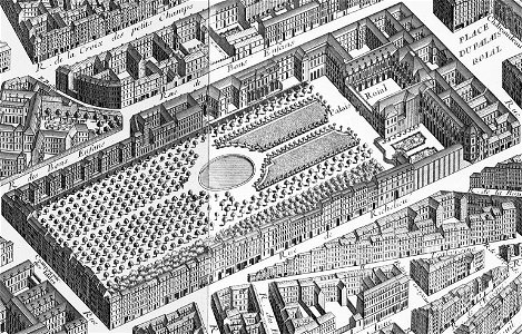 Palais-Royal on the map of Turgot 1739 - Kyoto U