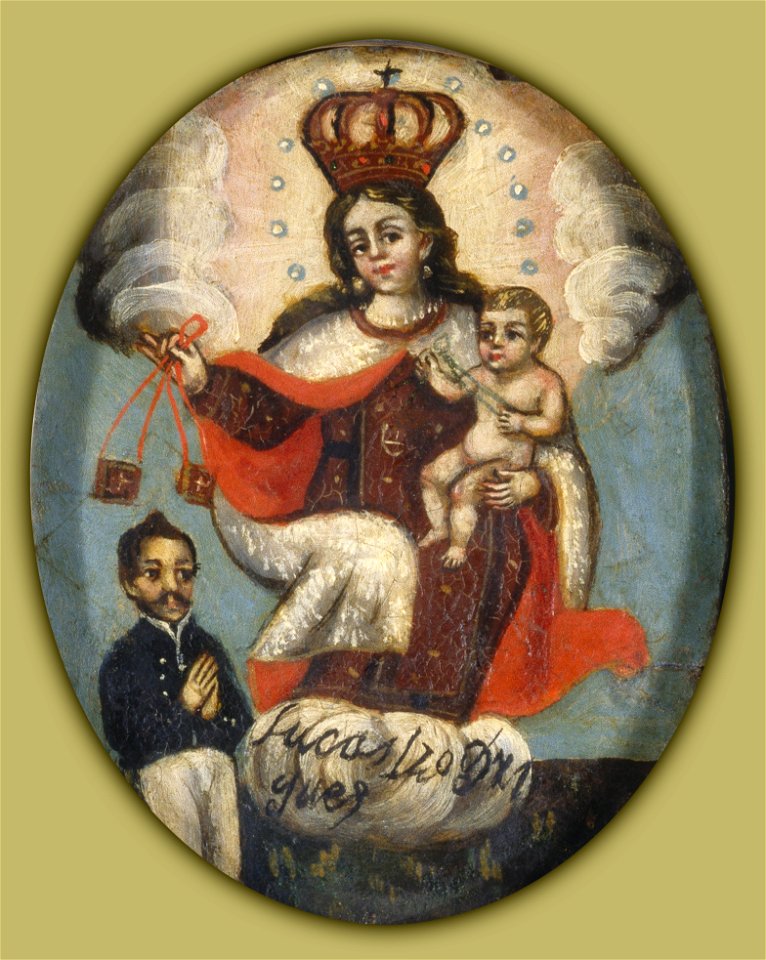 Painted Medallion in Locket FrameRecto- Our Lady of Mount Carmel with Male Donor FigureVerso- Archan... - Google Art Project