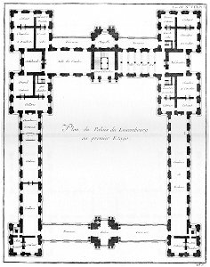 Palais du Luxembourg - Plan du premier étage - Architecture françoise Tome2 Livre3 Ch8 Pl3