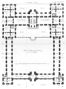 Palais du Luxembourg - Plan au rez-de-chaussée - Architecture françoise Tome2 Livre3 Ch8 Pl2