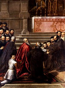Palma il Giovane - Pasquale Cicogna in the Church of the Crociferi Receives News of His Election to the Dogeship - WGA16899