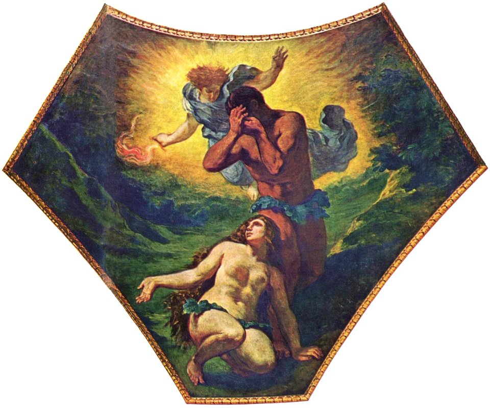 Palais Bourbon, Malerei in der Kuppel der Theologie, Szene- Adam und Eva (Eugène Delacroix)