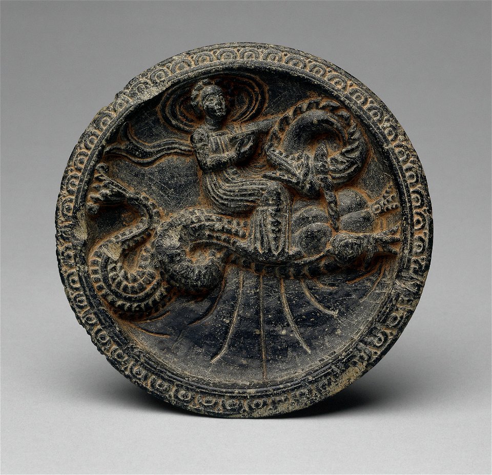 Palette with Sea Nymph (Nereid) Riding on a Sea monster. Gandhara. A.I. Chicago