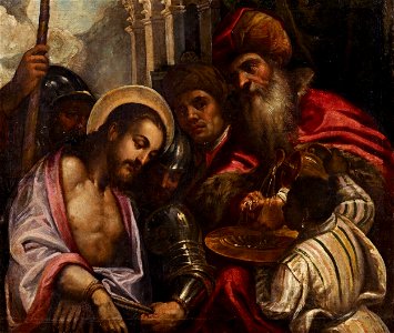 Palma il Giovane (circle) Christ before Pilate
