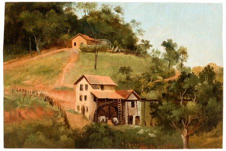 Paisagem com casa e roda d'água (atribuído), da Coleção Brasiliana Iconográfica