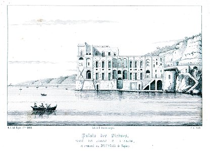 Palais des Sirènes, fondé par Jeanne II d'Anjou, et remanié au XVII Sen (Golfe de Naples) - Godard - Faultrier Victor - 1857