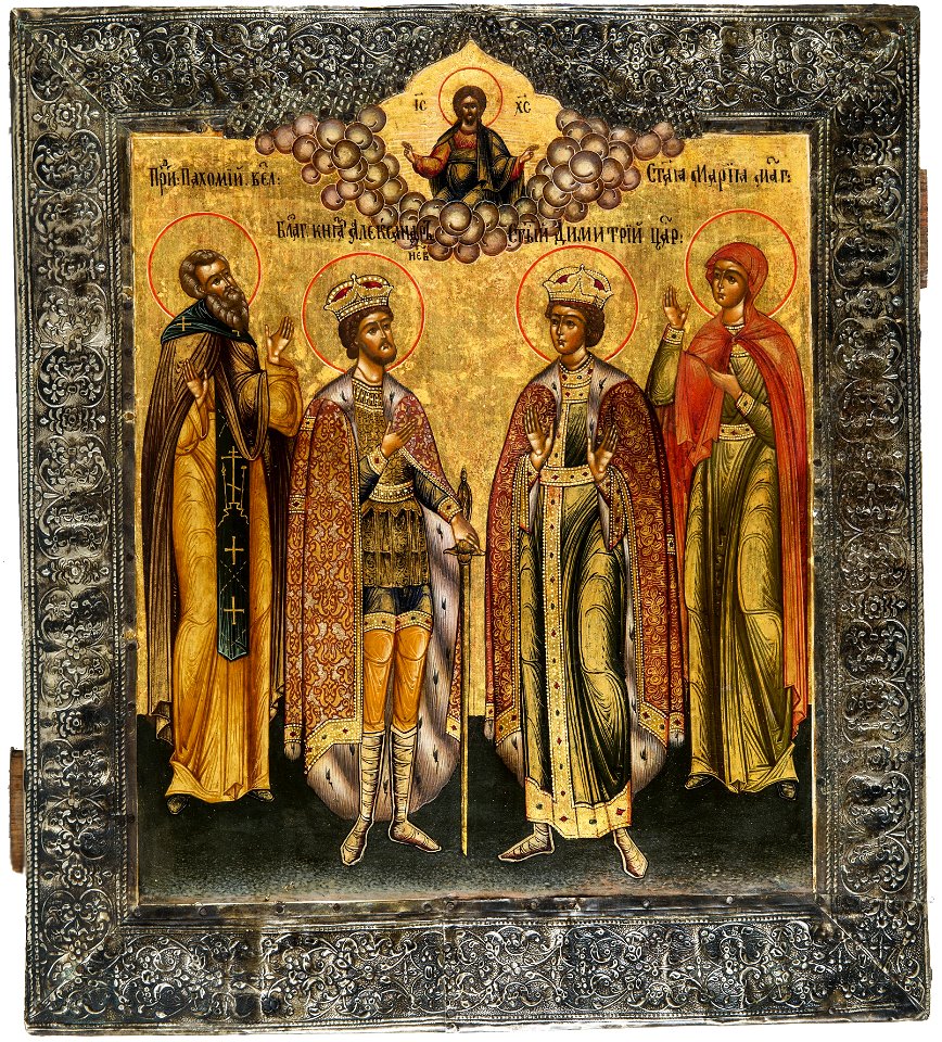 Pakhomy, Alexander Nevsky, Dmitry and Mary Magdalene (18th c, priv.coll)