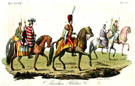 Palatine Archduke, Herald of Kingdom of Hungary, Crucifer Bishop, Illustration for Il costume antico e moderno by Giulio Ferrario 1831 (5)