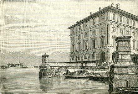 Palazzo Borromeo sul Lago Maggiore xilografia