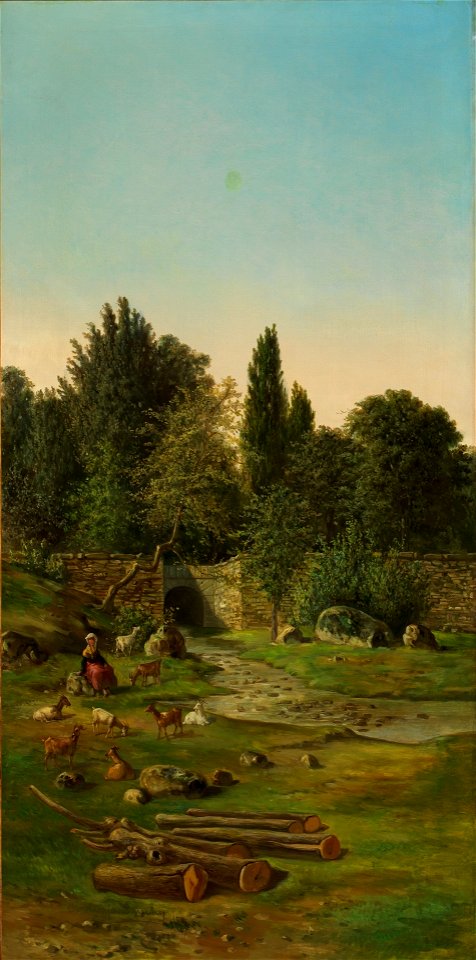 Paisaje con pastora de cabras junto a un río, de Ceferino Araujo (Museo del Prado)