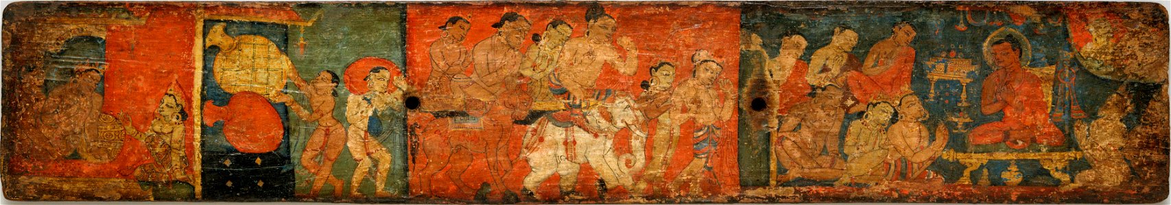 Pair of Manuscript Covers with Buddhist Scenes, 1