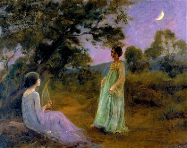 Paisatge nocturn amb dues noies - Joan Brull i Vinyoles (1863-1912)