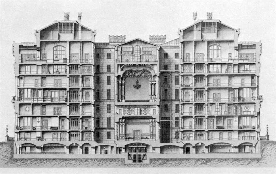 Palais Garnier transverse section at the 'Foyer de Danse' - Steinhauser ...