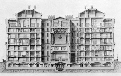 Palais Garnier transverse section at the 'Foyer de Danse' - Steinhauser 1969 plate42
