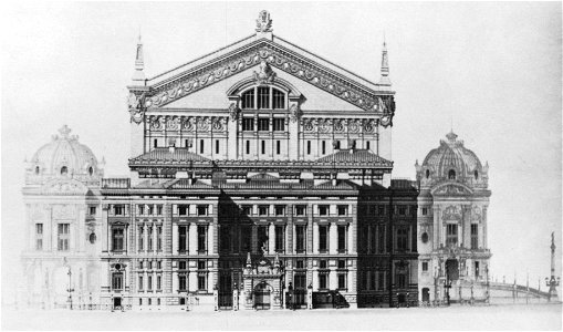 Palais Garnier elevation of the rear facade (administration building) - Steinhauser 1969 plate16
