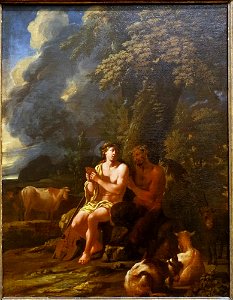 Pan and Daphnis, by Pieter Mulier, called Cavaliere Tempesta, c. 1668-1676, oil on canvas - Blanton Museum of Art - Austin, Texas - DSC07854