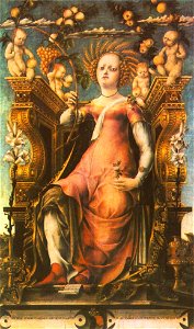 Pannonio, Michele - Ceres Enthroned - 1450-60. Free illustration for personal and commercial use.