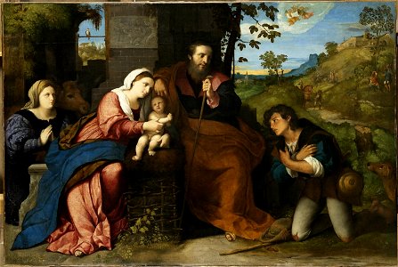 Palma Vecchio - L'Adoration des bergers avec une donatrice, 1584, INV 402