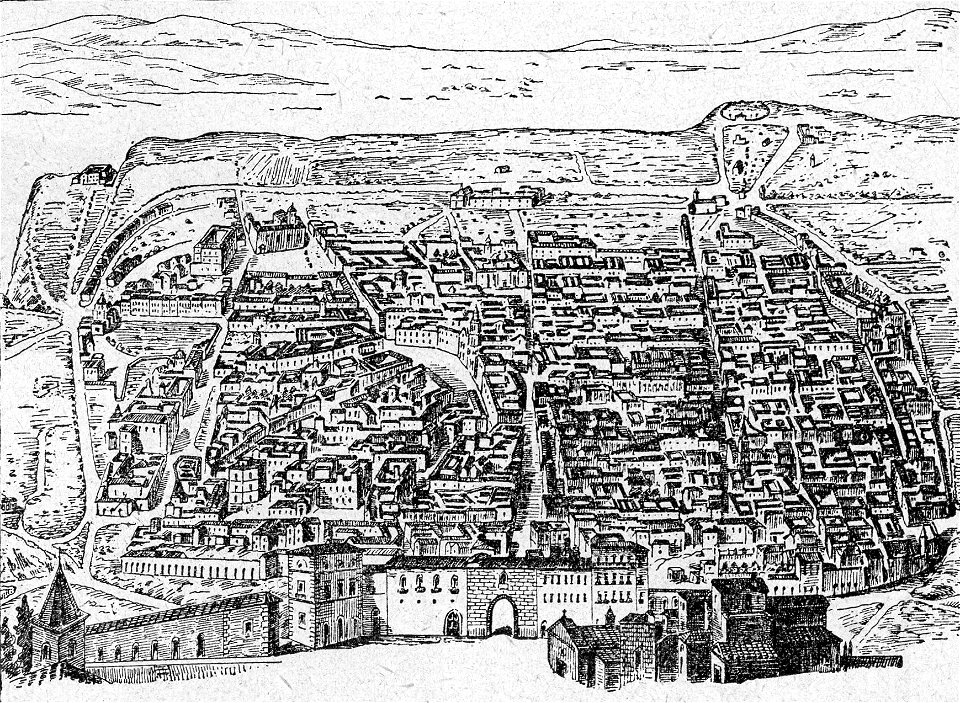 Panorama della città di Lucera (xilografia)