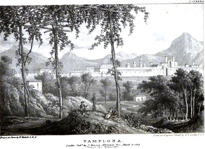 Pamplona and city walls 1824 Edward Hawke Locker