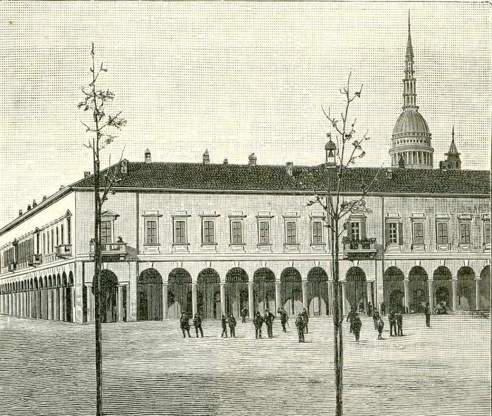Palazzo del mercato Novara xilografia