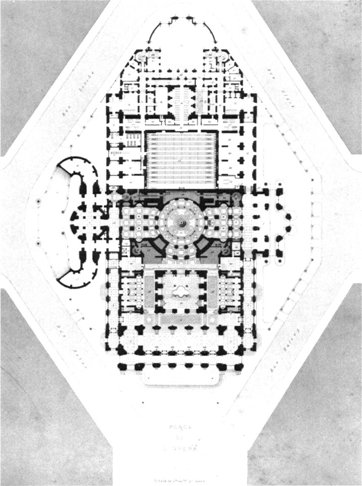 Palais Garnier plan at ground floor - Mead 1991 p101