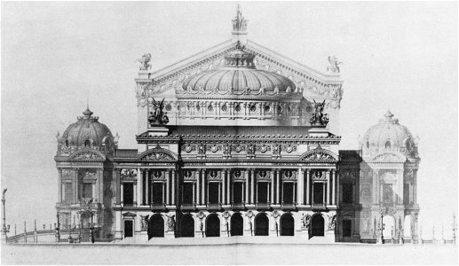 Palais Garnier elevation of the principal facade - Steinhauser 1969 plate9